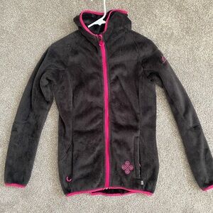 Black Fleece Jacket with Pink Trim